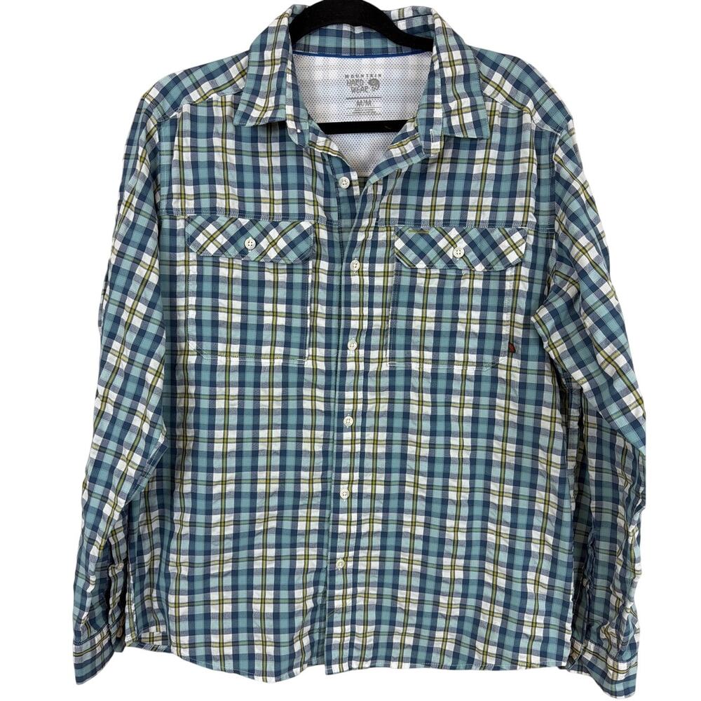 Mountain Hardwear Blue Plaid Button Up Hiking Utility Shirt M